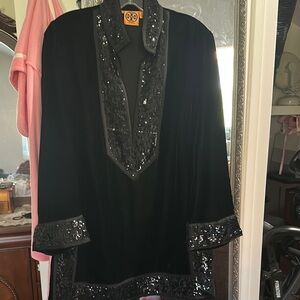 Black Sequin Trim Tunic